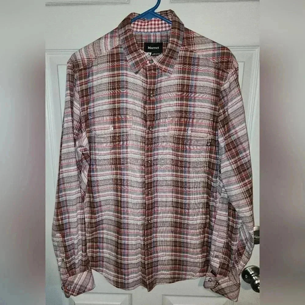 Marmot Double Layer Super Soft Lightweight Plaid Flannel Button-up Shirt M